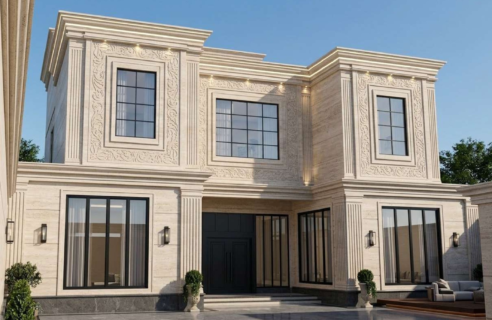 فيلا سكنية كلاسيكية بتفاصيل حجرية